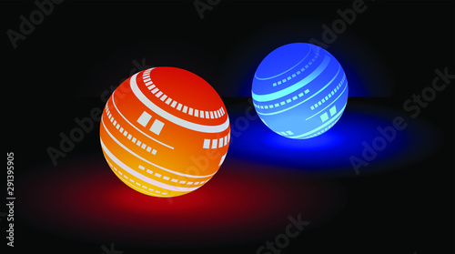 Neon balls lie on a black surface