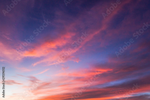 Twilight sky in the evening with colorful sunlight