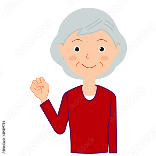 ガッツポーズをするシニア女性のイラスト Stock Vector Adobe Stock
