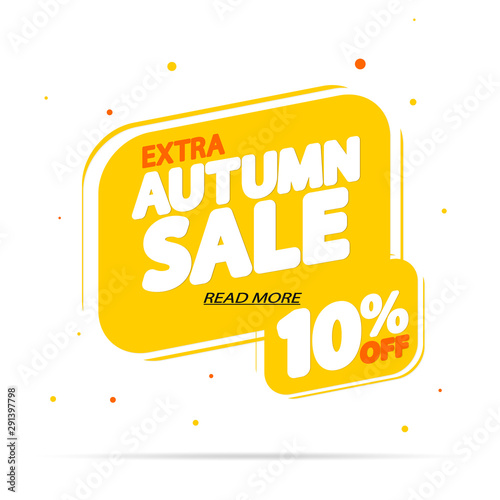 Extra Autumn Sale, 10% off, banner design template, discount tag, Fall offer, vector illustration