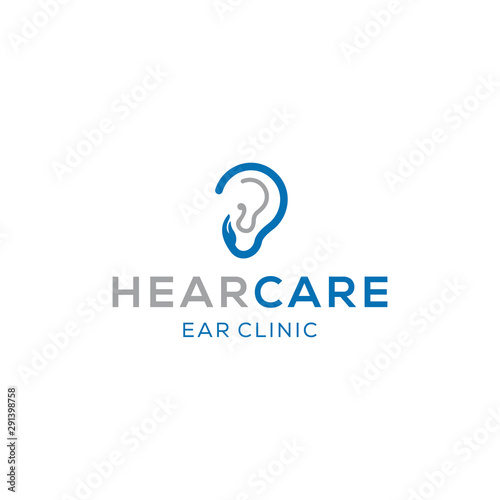 Illustration of ear with abstract hand guarding it logo design