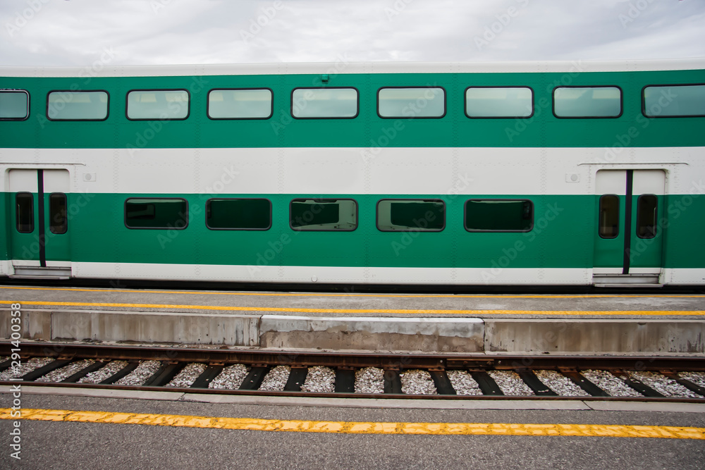 Side of GO Train - GO Transit is a public transit system in Southern Ontario, Canada