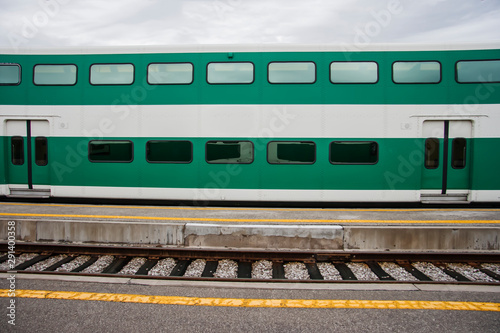 Side of GO Train - GO Transit is a public transit system in Southern Ontario, Canada