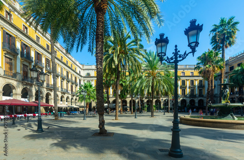 Plaza Real of Barcelona with fountain