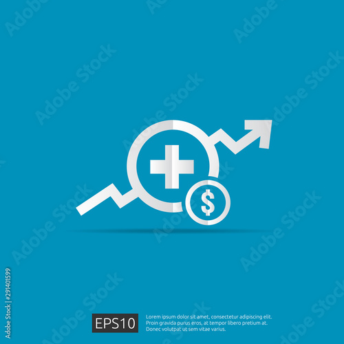 expensive health medicine cost concept. healthcare spending or expenses. Flat design vector illustration.