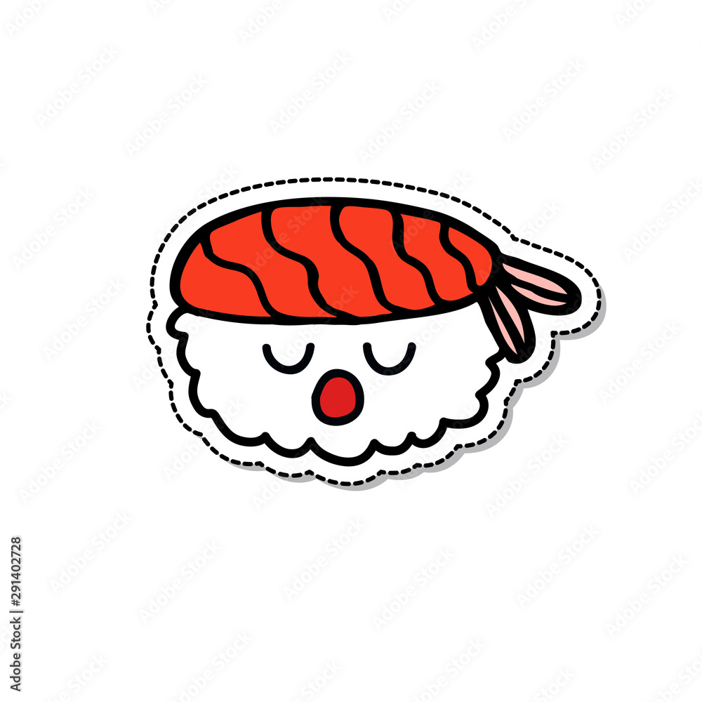 emoji sushi doodle icon, vector illustration emoji sushi doodle icon, vector illustration