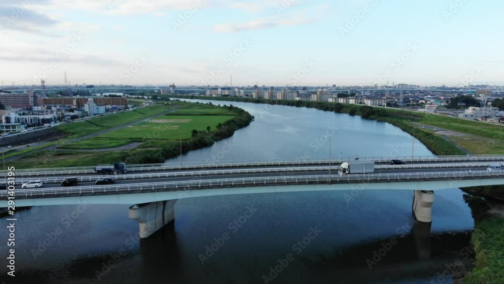 名古屋市展望　早朝　ドローン空撮　愛知県　日本