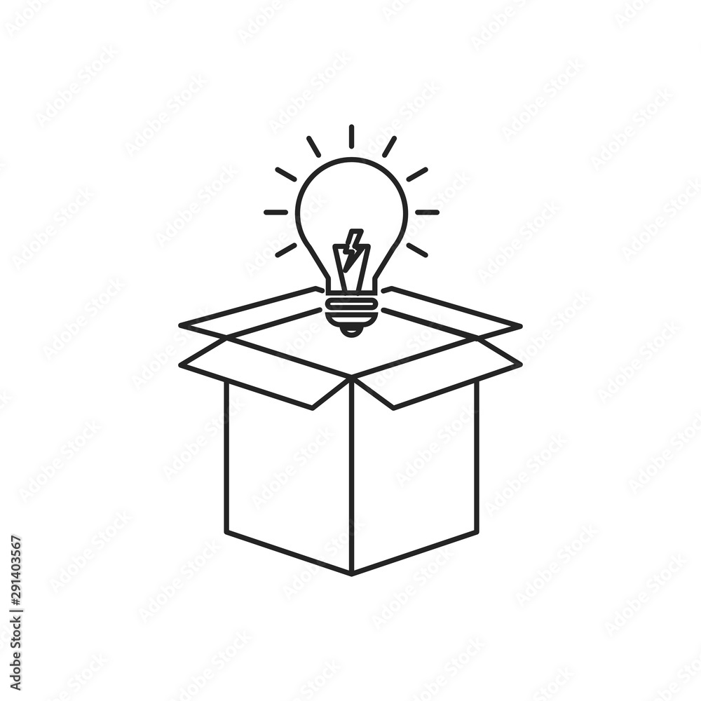 Think Outside the box related thin line icon. Isolated on White Background. Think Outside the box related thin line icon. Isolated on White Background.