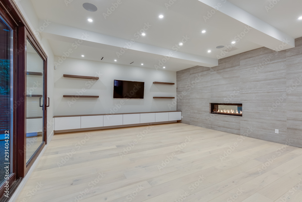Interior design of a modern living room in the newly built house or apartment, hotel room without furniture Interior design of a modern living room in the newly built house or apartment, hotel room without furniture