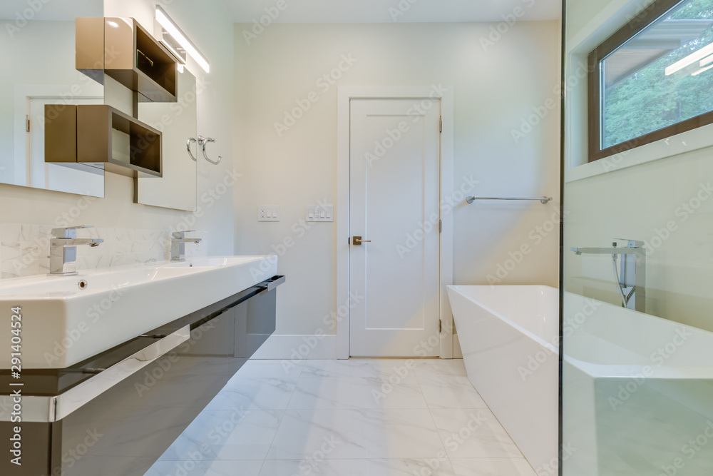 Interior design of a modern bathroom in a newly built house or apartment, hotel room. Interior design of a modern bathroom in a newly built house or apartment, hotel room.