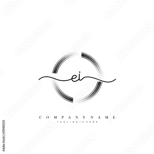 EI initial handwriting logo template vector.