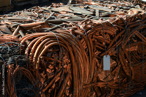 Scrap metal, wrecked and crushed parts of copper
