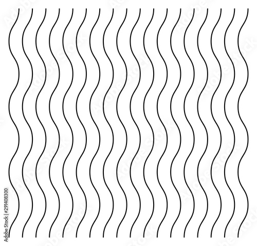 Abstract wavy, waving (zigzag) lines element. Vertical lines, stripes with billowy, undulate distortion effect. Curvy, squiggle parallel stripes. Oscillation, pulse warp effect element