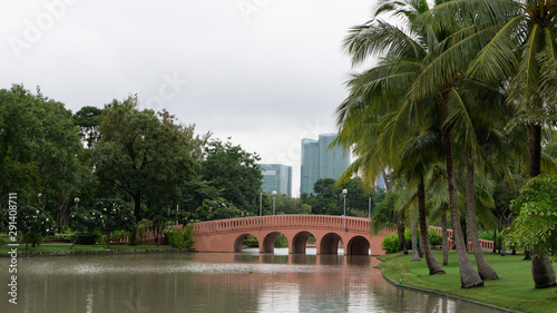 Public park in chatuchak area with cloudy