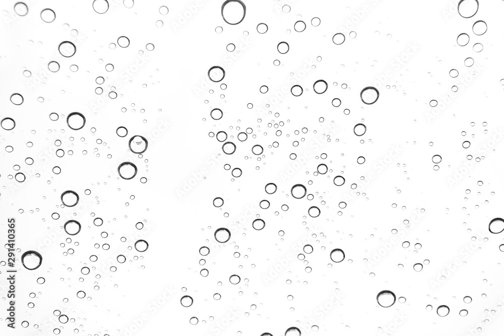 Rain drops on window glasses surface Natural Pattern of raindrops. Natural pattern of raindrops on white background for your design.