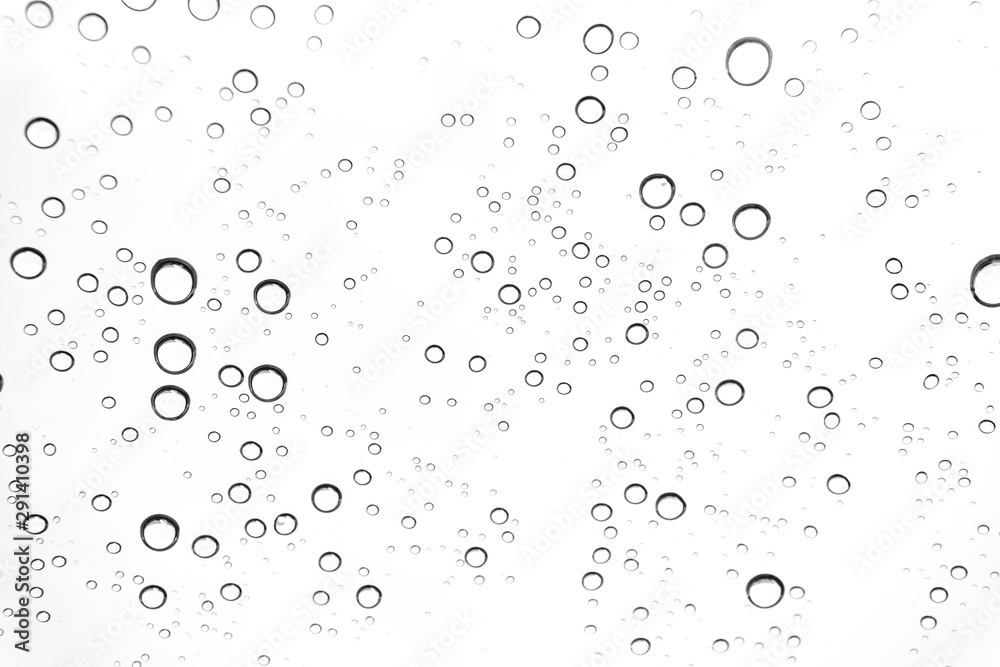 Rain drops on window glasses surface Natural Pattern of raindrops. Natural pattern of raindrops on white background for your design.