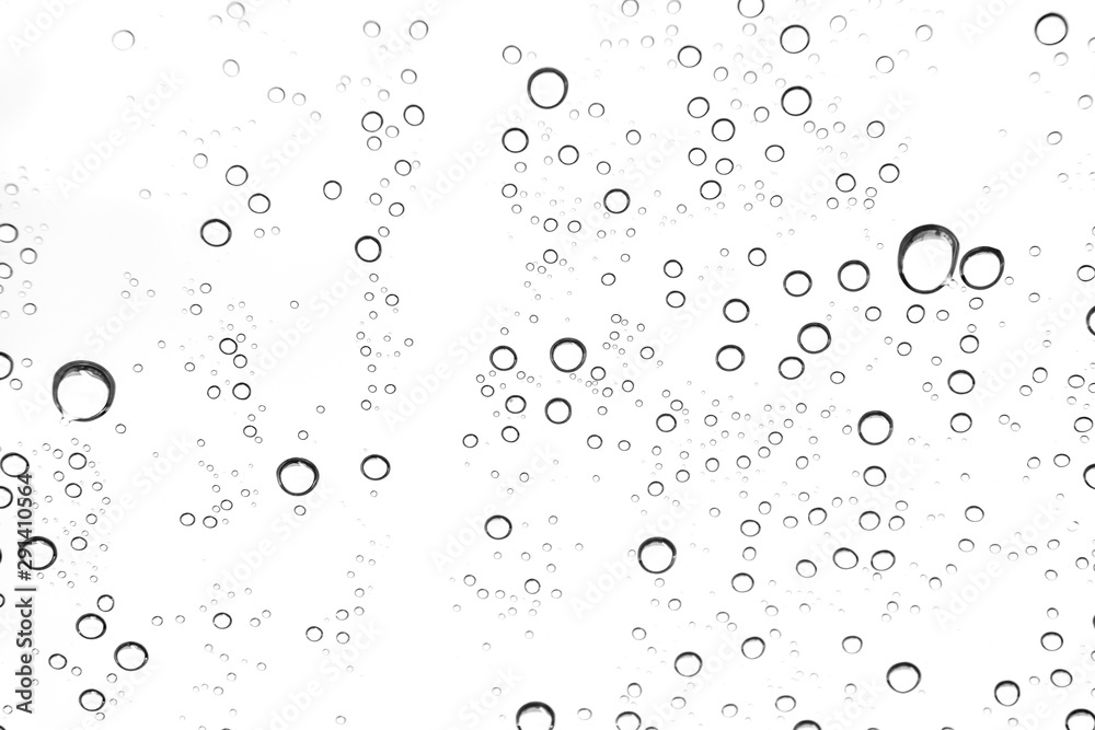 Rain drops on window glasses surface Natural Pattern of raindrops. Natural pattern of raindrops on white background for your design.