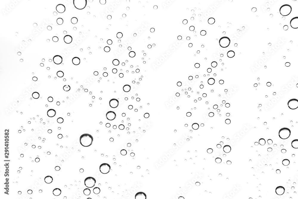 Rain drops on window glasses surface Natural Pattern of raindrops. Natural pattern of raindrops on white background for your design.