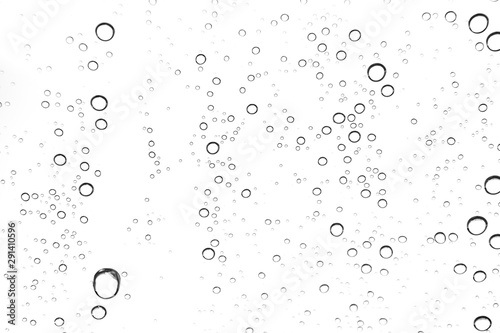 Rain drops on window glasses surface Natural Pattern of raindrops. Natural pattern of raindrops on white background for your design.