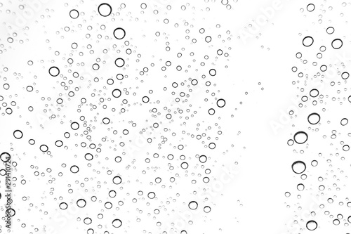 Rain drops on window glasses surface Natural Pattern of raindrops. Natural pattern of raindrops on white background for your design.