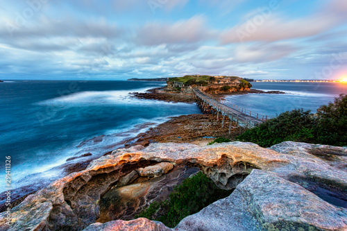 Windy views of the bridge across to Bare Island La Perouse photo