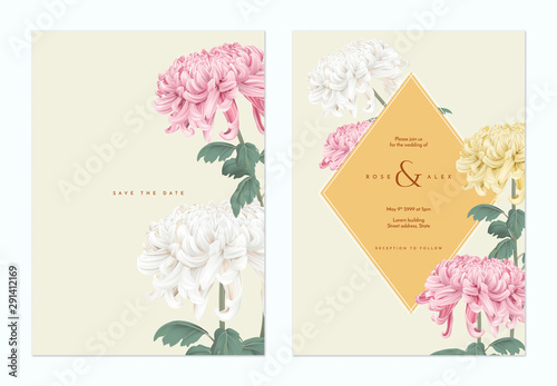 Floral wedding invitation c...