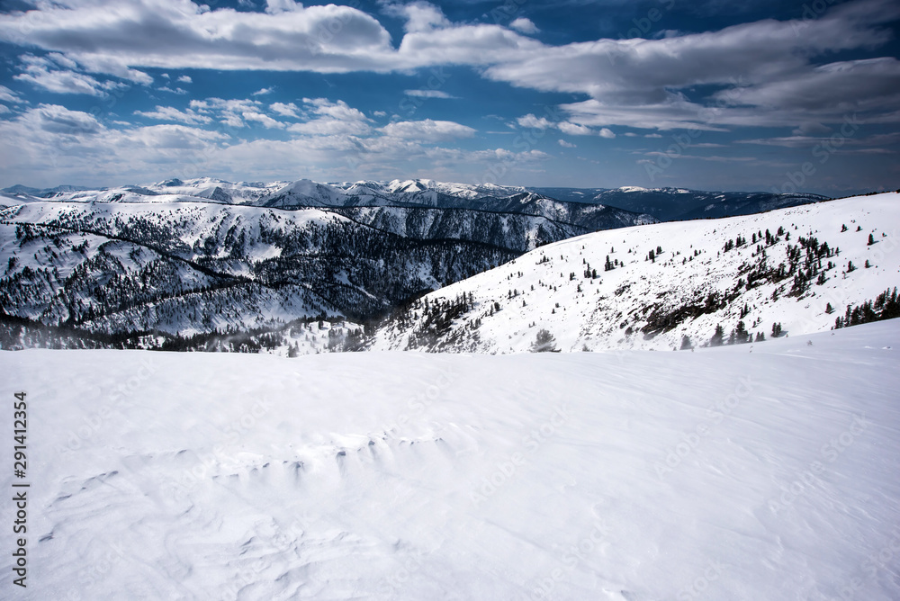 Beautiful view of mountains in the Hamar Daban area. Panorama