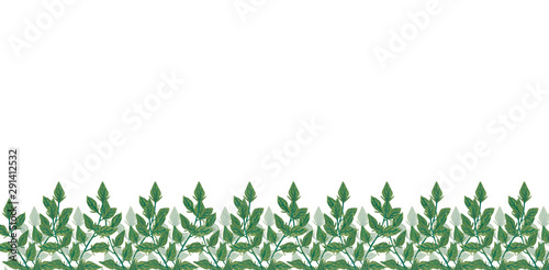 Watercolor illustration of a border of green leaves painted by watercolor in hand and is perfect for all types of design and printing.
