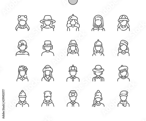 Hats Well-crafted Pixel Perfect Vector Thin Line Icons 30 2x Grid for Web Graphics and Apps. Simple Minimal Pictogram
