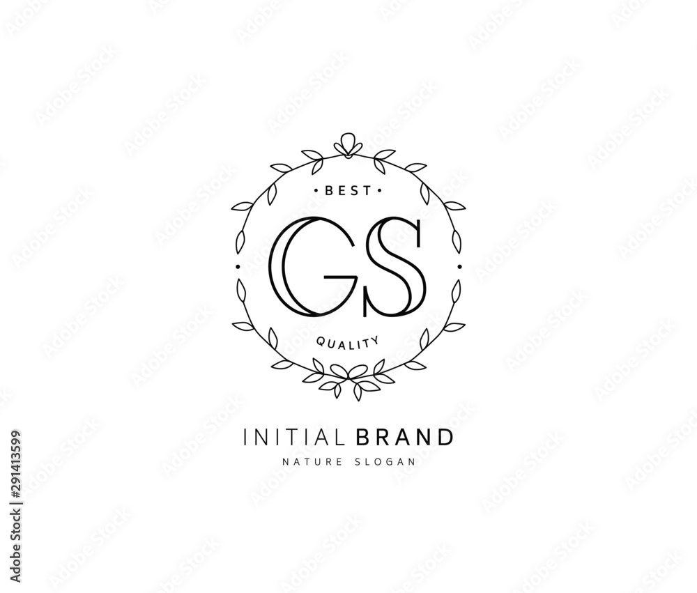 G S GS Beauty vector initial logo, handwriting logo of initial signature, wedding, fashion, jewerly, boutique, floral and botanical with creative template for any company or business.