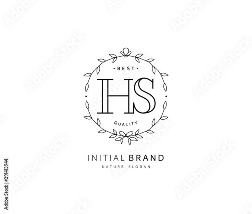 H S HS Beauty vector initial logo, handwriting logo of initial signature, wedding, fashion, jewerly, boutique, floral and botanical with creative template for any company or business.