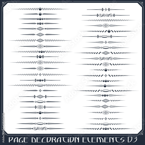 Vector set of calligraphic design elements and page decor.