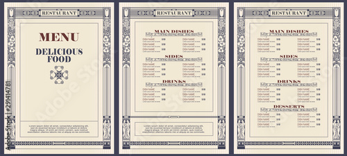 Restaurant menu template or other design.