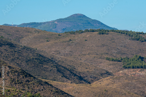 landscapes of the Alpujarra, in the background the mountain of Cerrajon of Murtas (Spain)