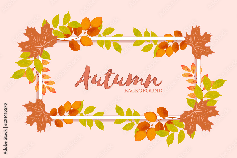 Autumn background with fall leaf decoration