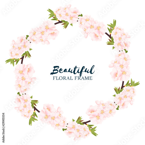Floral cherry blossom flower circle frame