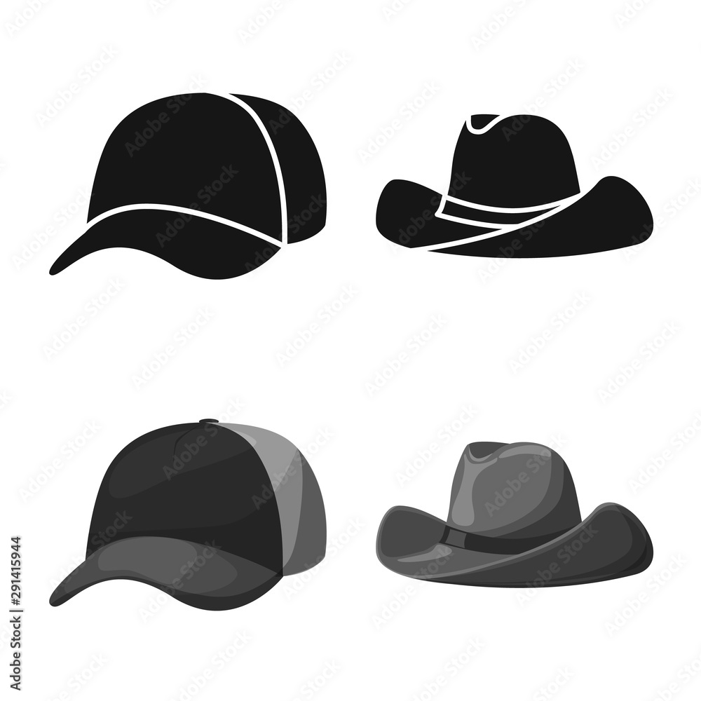 Vector design of clothing and cap icon. Collection of clothing and beret vector icon for stock. Vector design of clothing and cap icon. Collection of clothing and beret vector icon for stock.