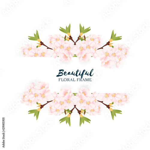 Beautiful sakura cherry blossom floral frame