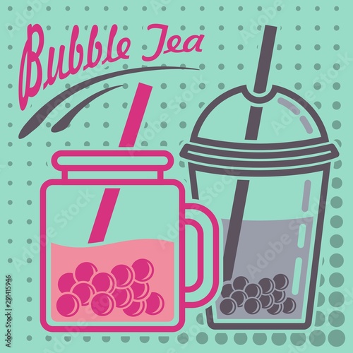 Bubble tea poster, banner template. Vector illustration
