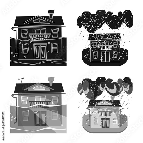 Vector illustration of weather and distress logo. Set of weather and crash vector icon for stock.