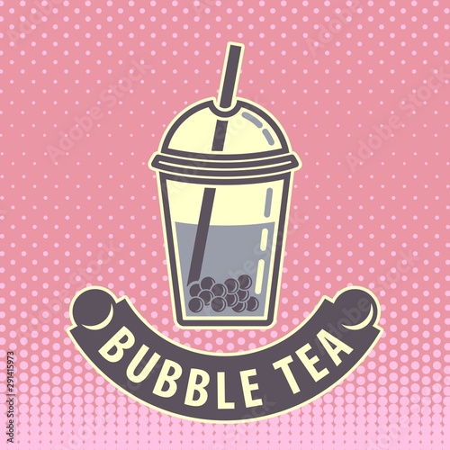 Bubble tea poster, banner template. Vector illustration