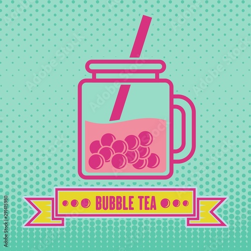 Bubble tea poster, banner template. Vector illustration