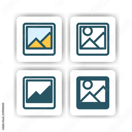 picture icon for mobile, web, and presentation with flat color vector illustrator