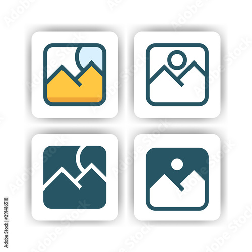 picture icon for mobile, web, and presentation with flat color vector illustrator
