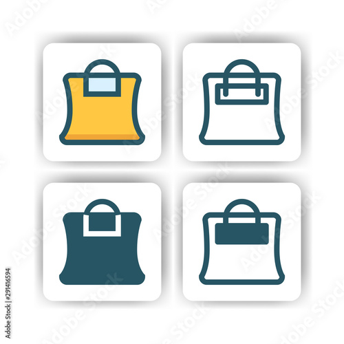 shopping bag icon for mobile, web, and presentation with flat color vector illustrator