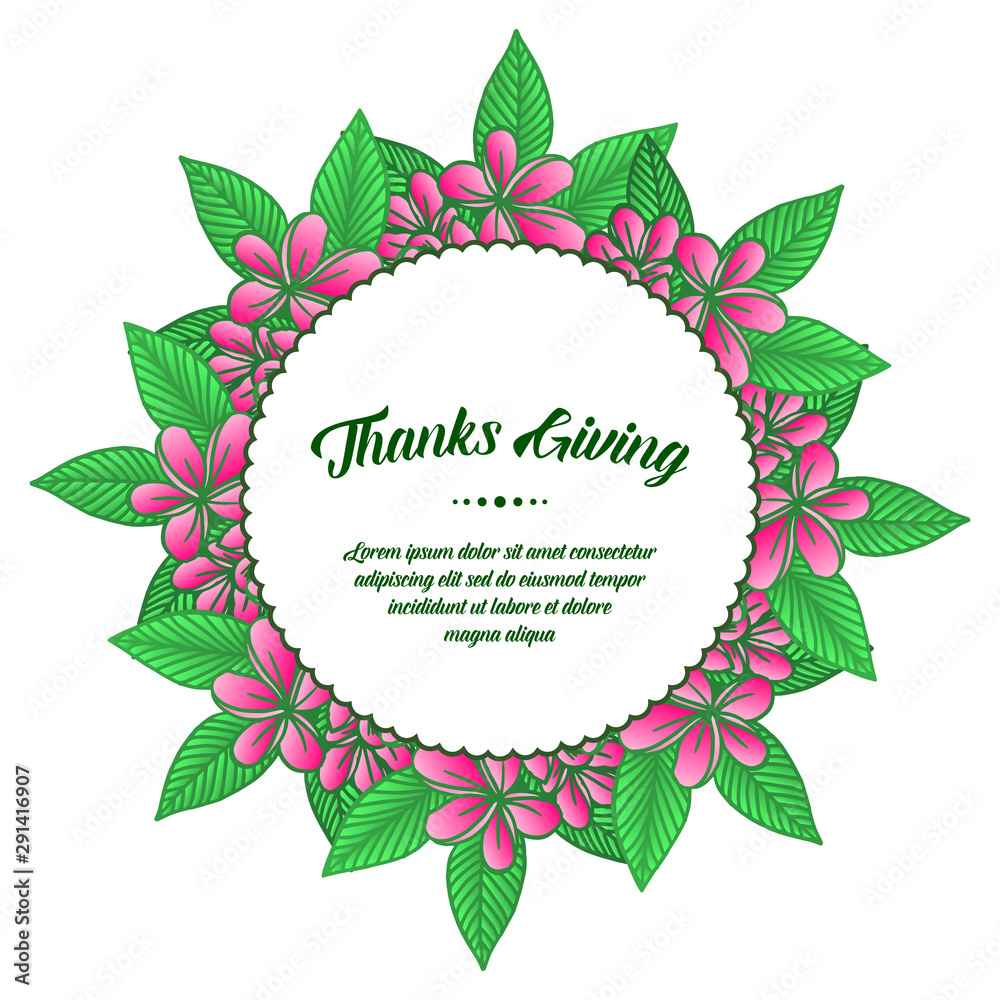 Crowd of beautiful green leafy flower frame, for design of various card thanksgiving. Vector