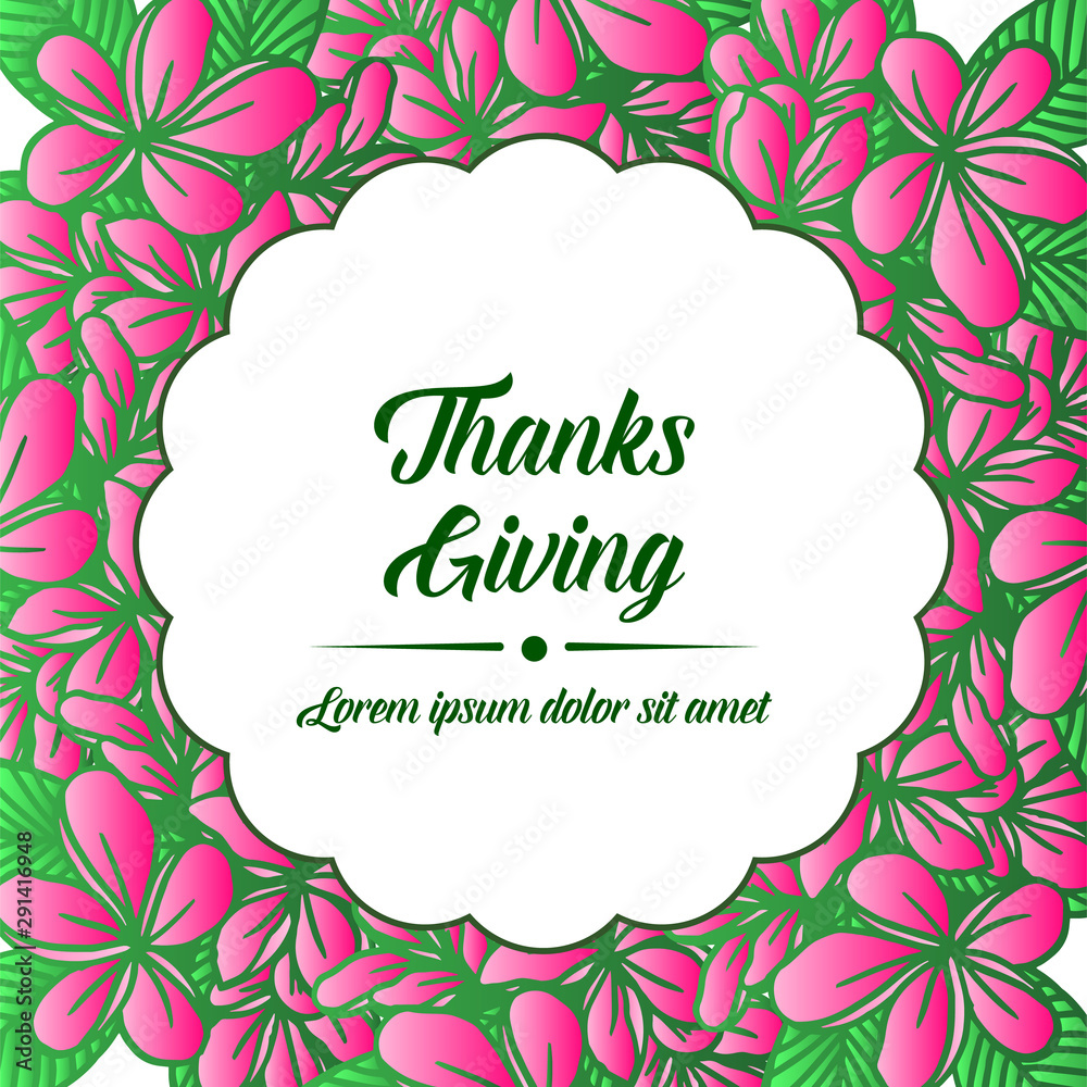 Crowd of beautiful green leafy flower frame, for design of various card thanksgiving. Vector