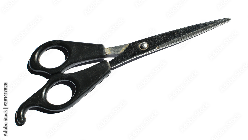 isolated black scissors on white background isolated black scissors on white background