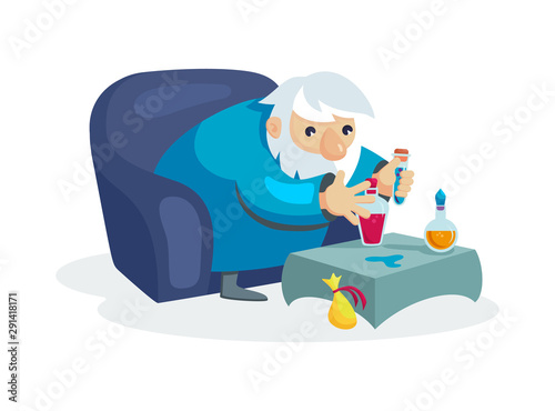 Wizard male character, mage, sorcerer in a mantle and hat