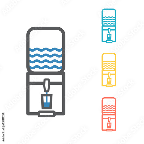 The water package with pump line icon. Vector signs for web graphics.